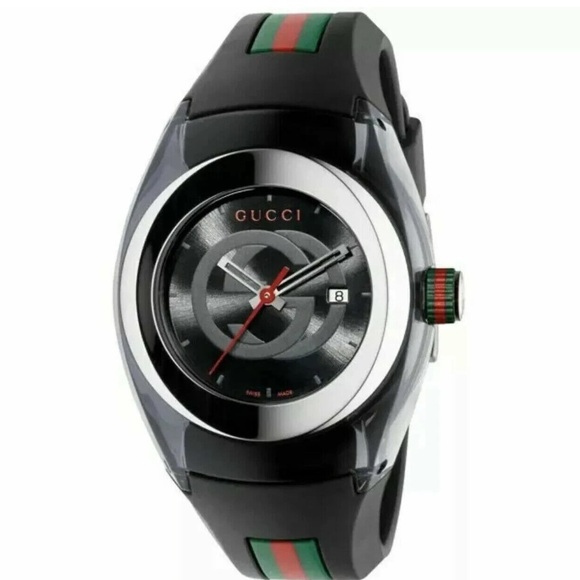 Gucci Other - GUCCI SYNC XXL Black Rubber Strap 46mm Unisex Watch EUC